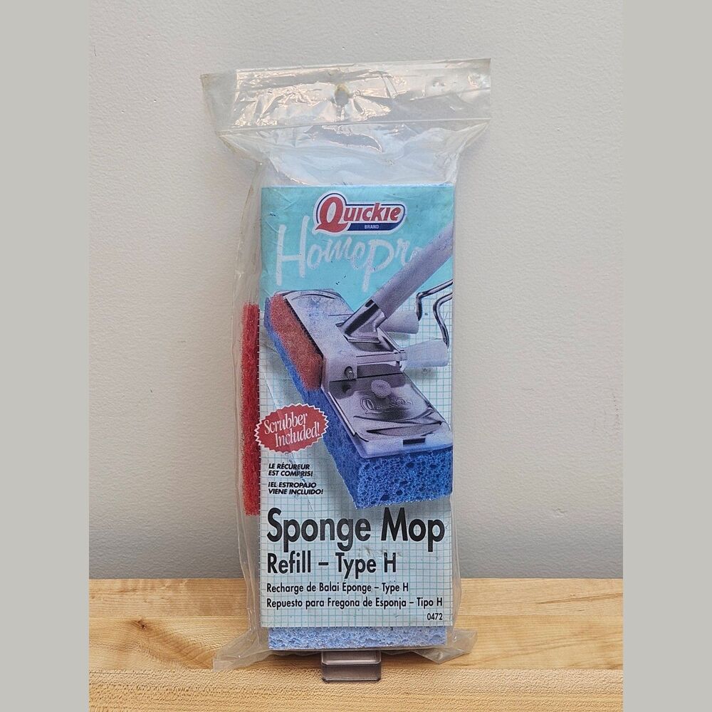 VINTAGE Quickie Home-Pro Sponge Mop Type H 0472 Refill Blue Scrubber New NOS - Picture 1 of 4